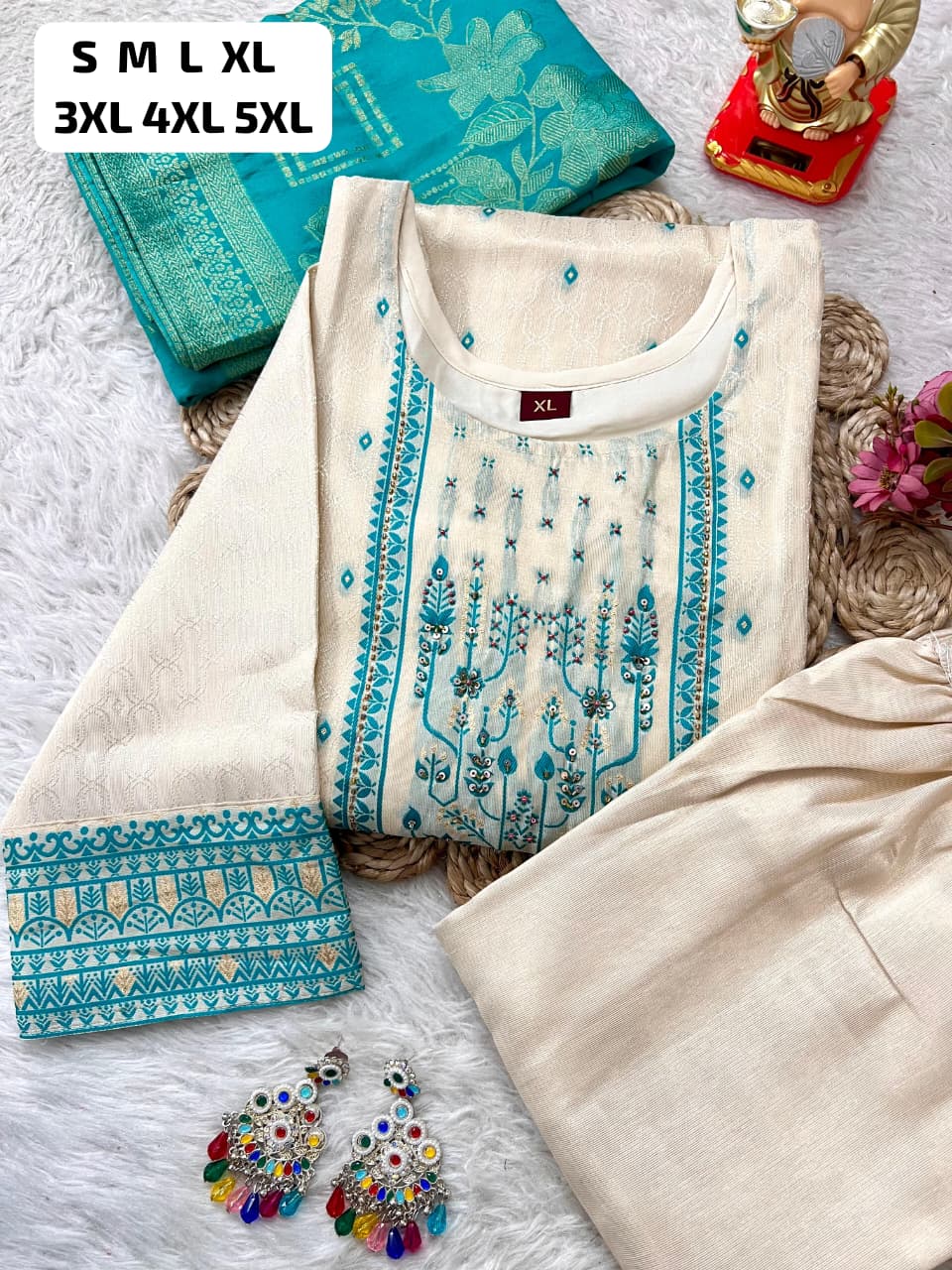 Simmer Jacquard Silk Handwork Suit Set