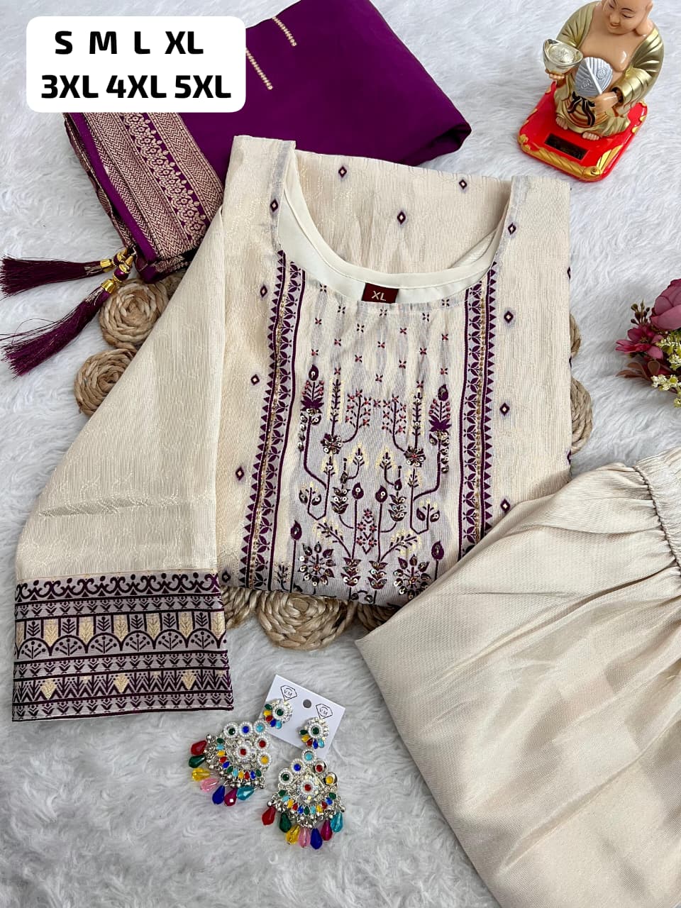 Simmer Jacquard Silk Handwork Suit Set
