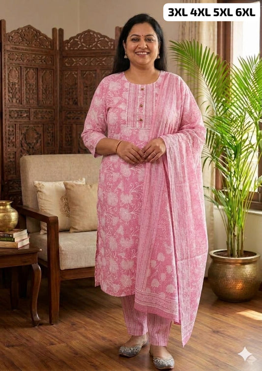Pure Cotton Kurti Pant Dupatta Set