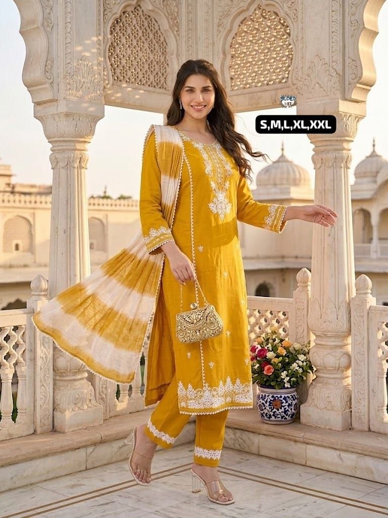 Roman Silk Embroidered Suit Set