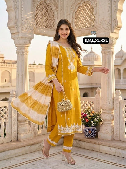 Roman Silk Embroidered Suit Set