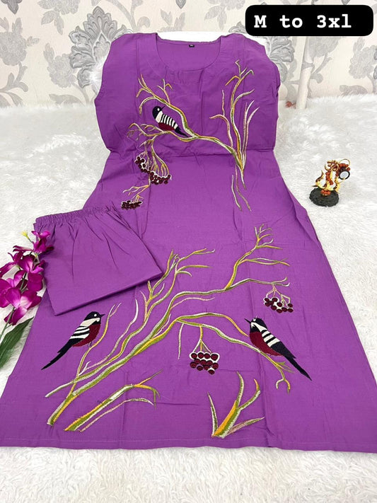 Heavy Cotton Straight Cut Kurti Palazzo Set