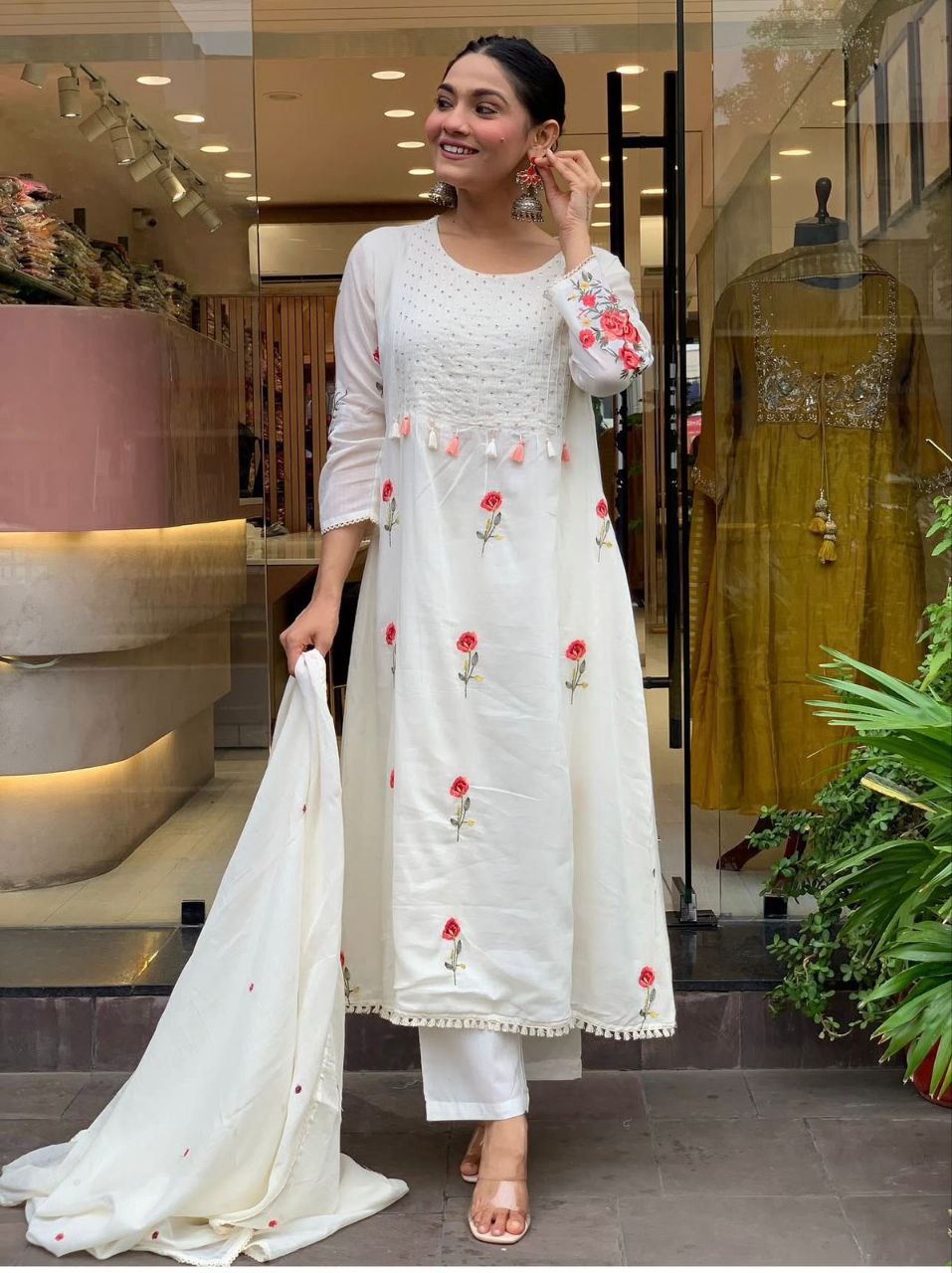 Chanderi Silk Embroidered Suit Set