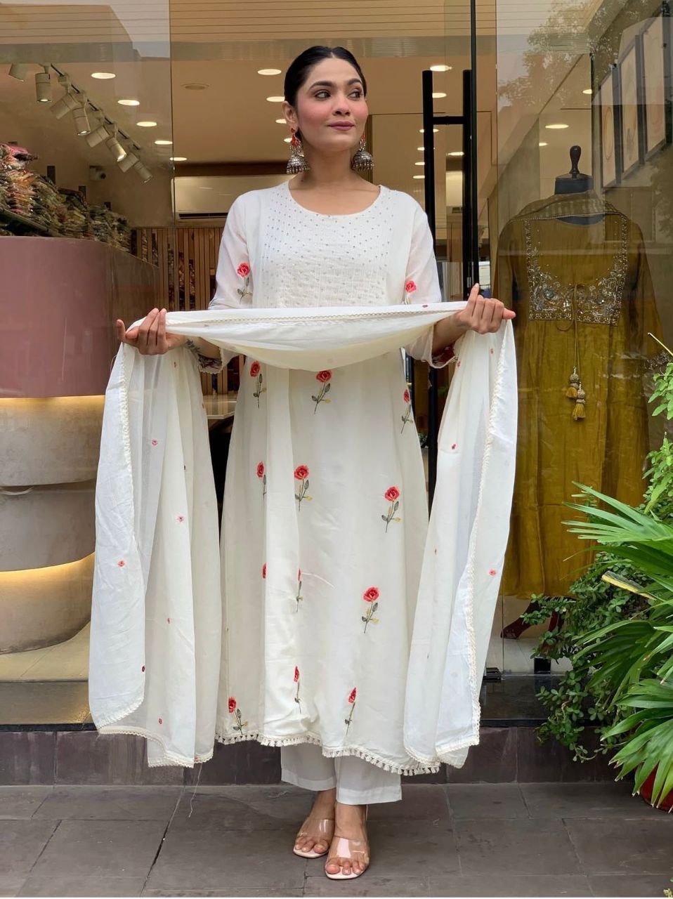 Chanderi Silk Embroidered Suit Set