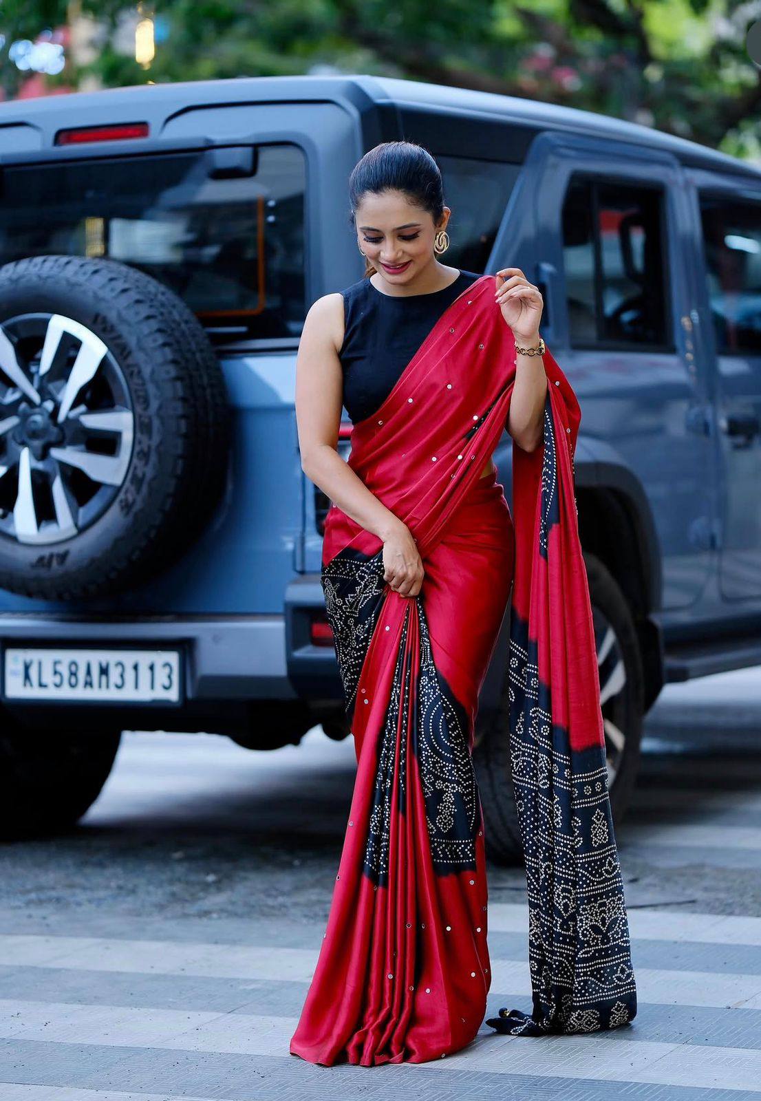 Heavy Mirror Work Saree with Designer Pallu