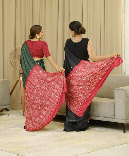 Heavy Mirror Work Saree with Designer Pallu