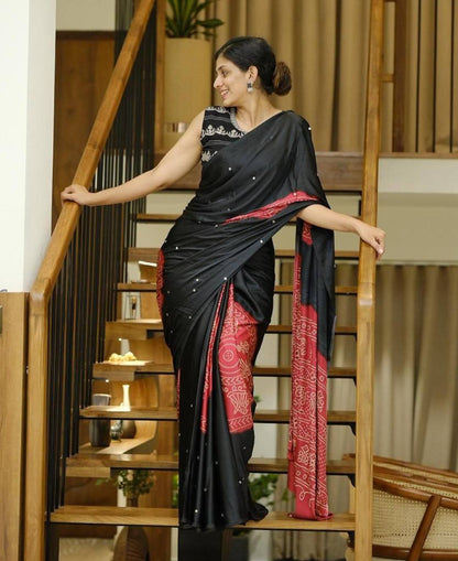 Heavy Mirror Work Saree with Designer Pallu