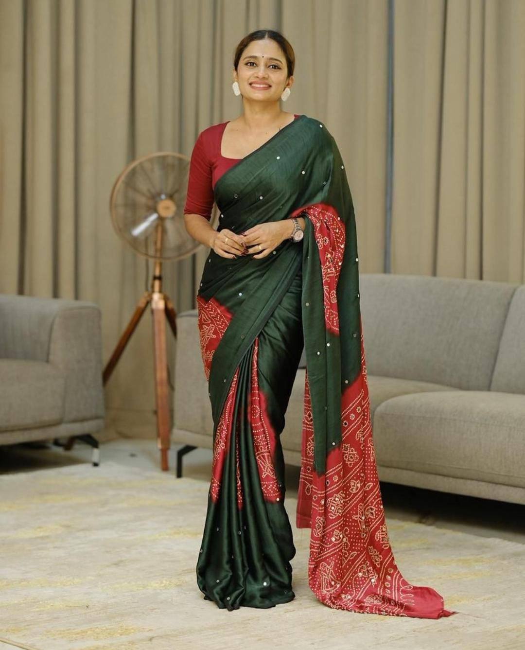 Heavy Mirror Work Saree with Designer Pallu