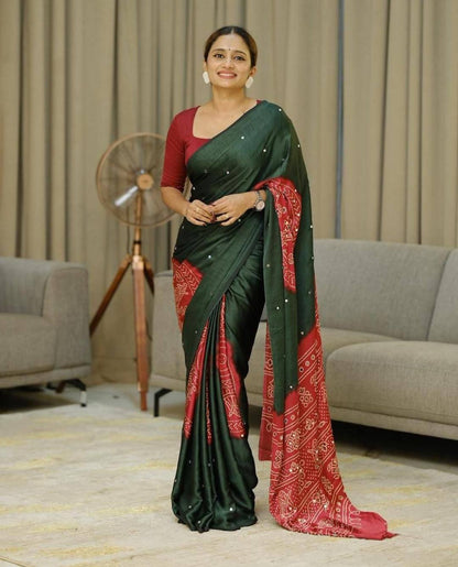 Heavy Mirror Work Saree with Designer Pallu