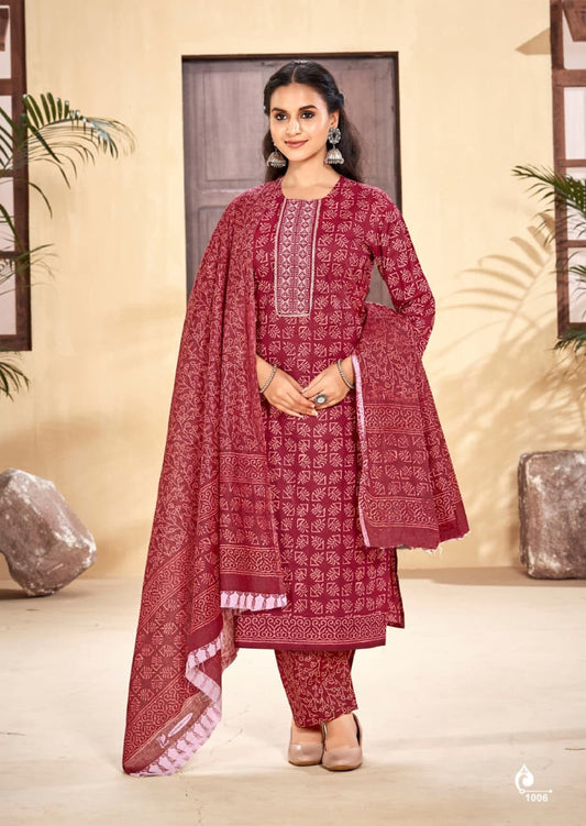 Pure Cotton Embroidered Suit Set