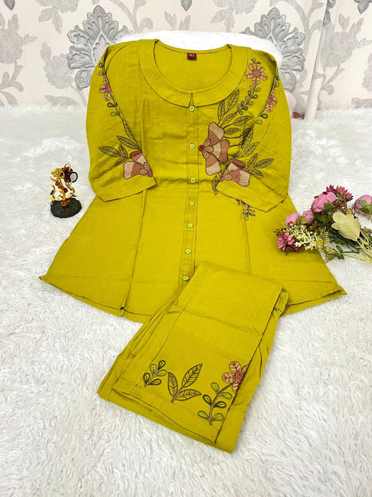 Premium Viscose Embroidered Co-Ord Set