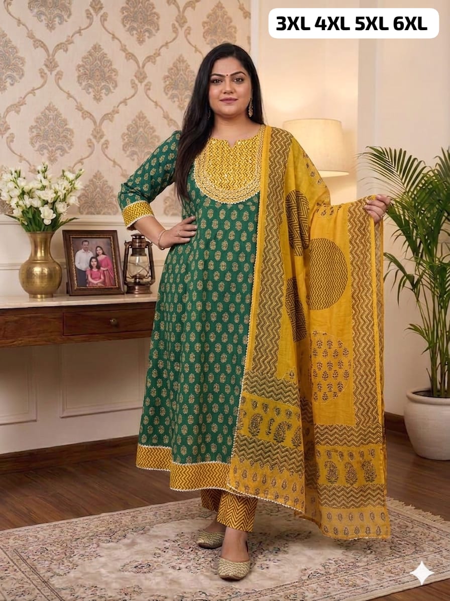 Pure Cotton Anarkali Suit Set
