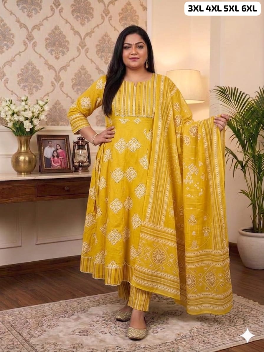 Pure Cotton Anarkali Suit Set