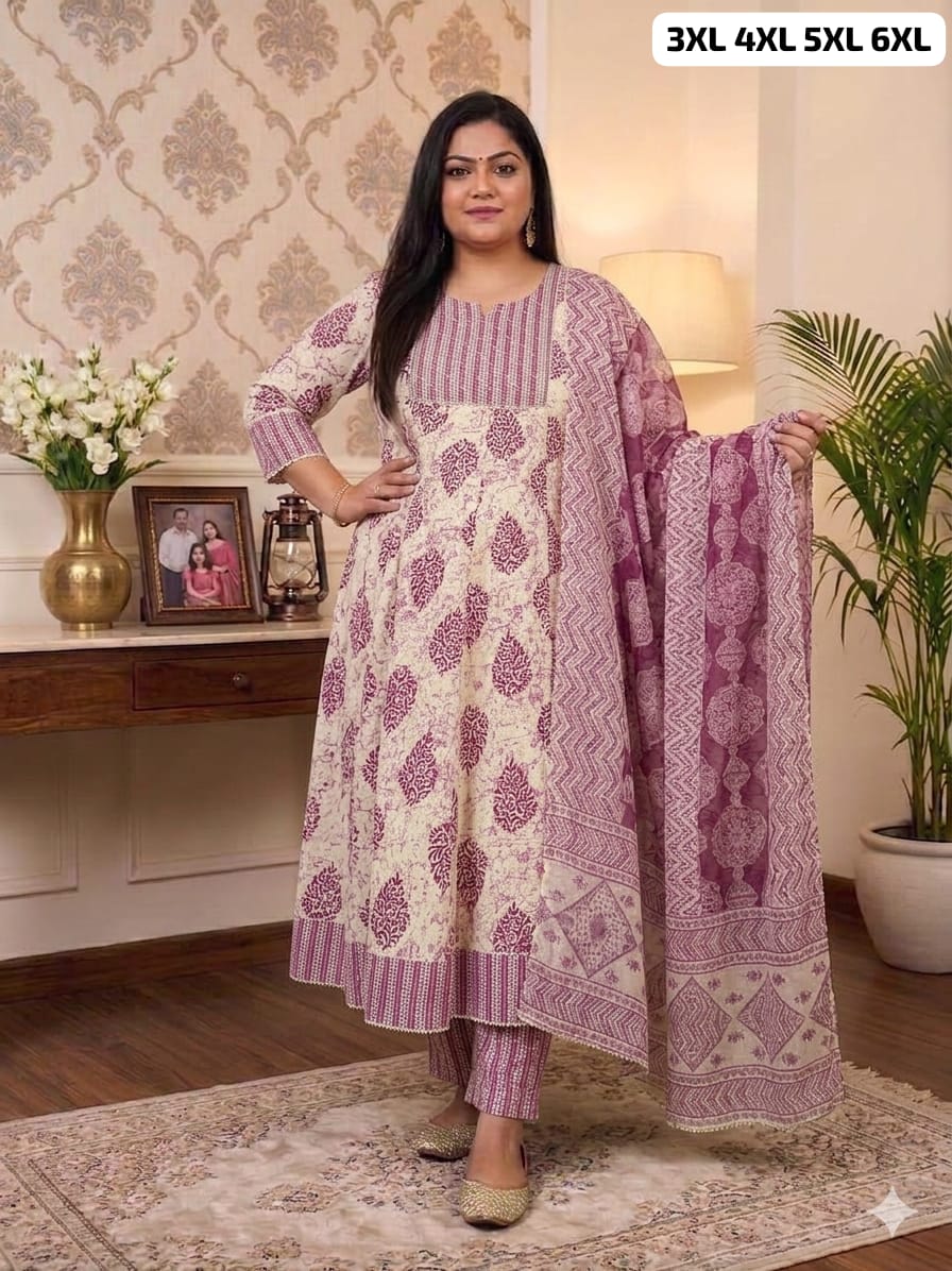 Pure Cotton Anarkali Suit Set