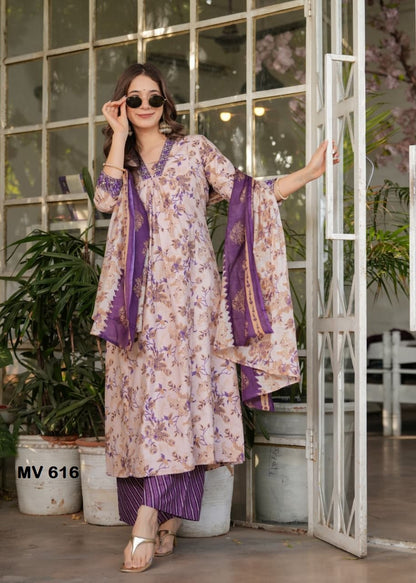 Pure Cotton Printed Suit Set with Chanderi Dupatta