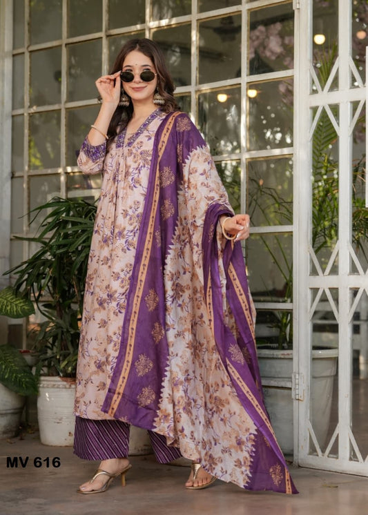 Pure Cotton Printed Suit Set with Chanderi Dupatta