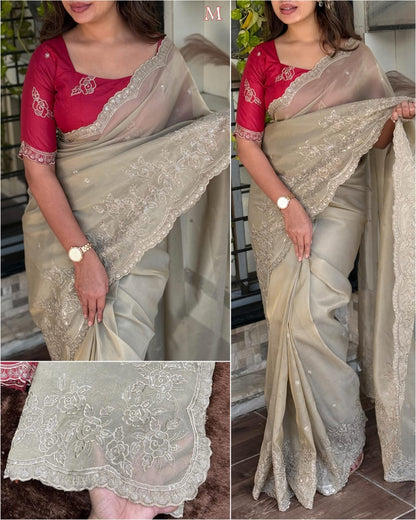 Taspa Organza Embroidered Party Wear Saree