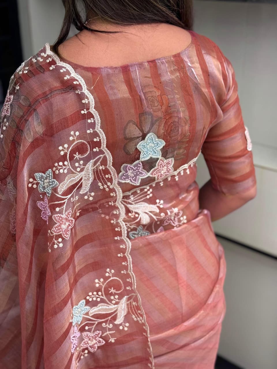 Dusky Pearl Tissue Silk Saree