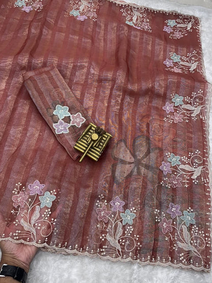 Dusky Pearl Tissue Silk Saree