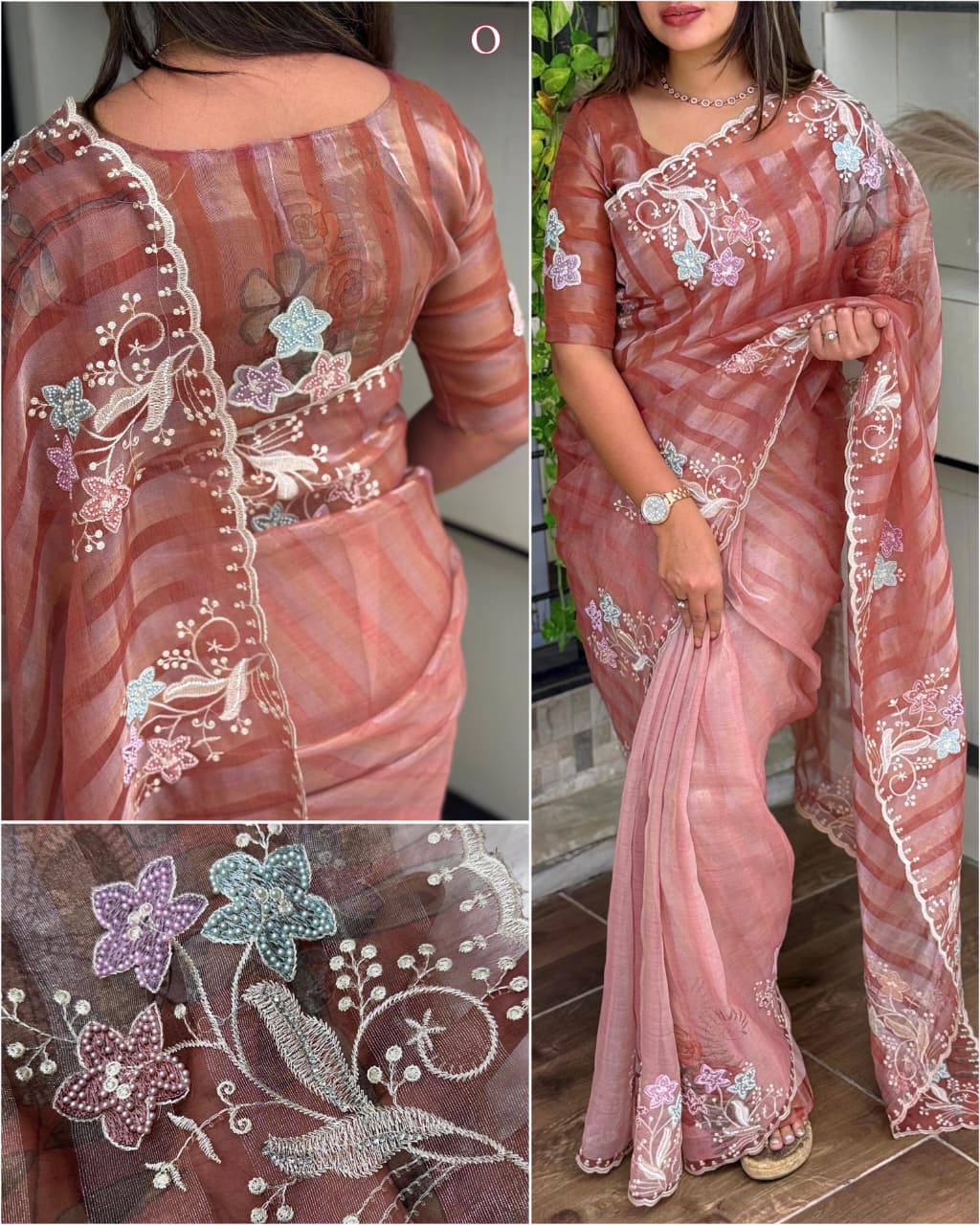 Dusky Pearl Tissue Silk Saree