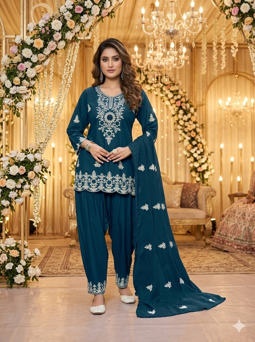 Heavy Rayon Embroidered Farshi Suit Set