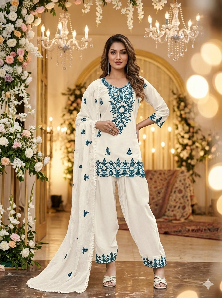 Heavy Rayon Embroidered Farshi Suit Set