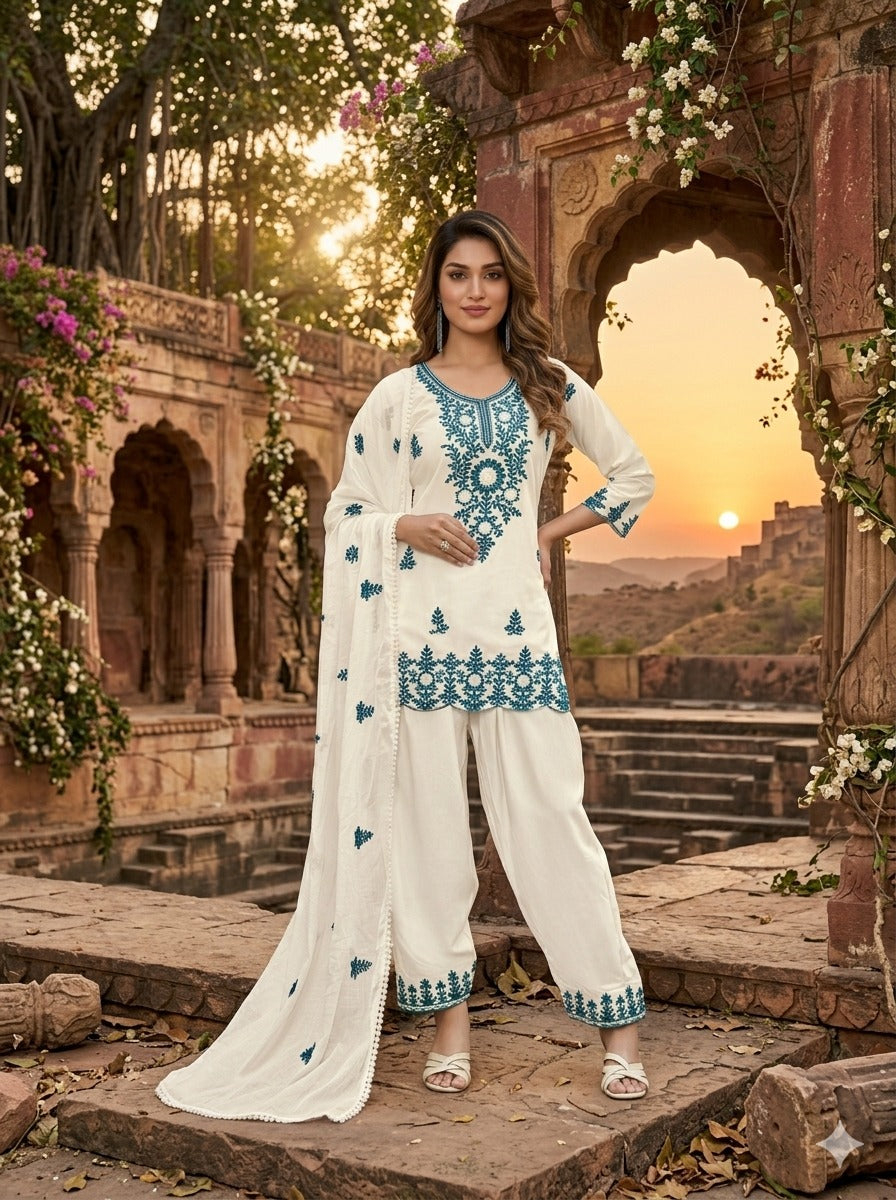 Heavy Rayon Embroidered Farshi Suit Set