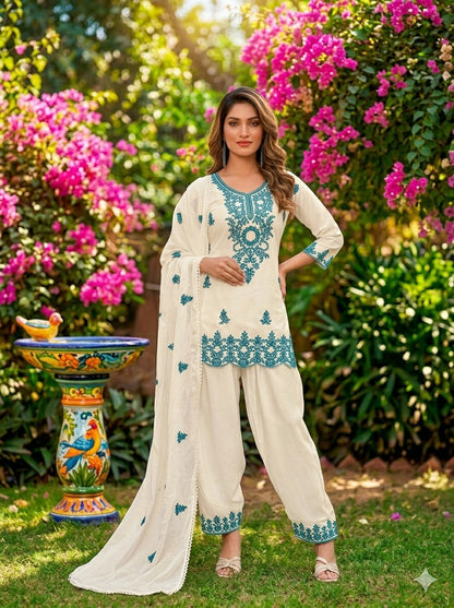 Heavy Rayon Embroidered Farshi Suit Set
