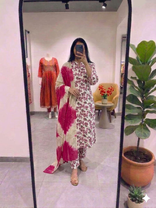 Bamboo Cotton Floral Print Suit Set