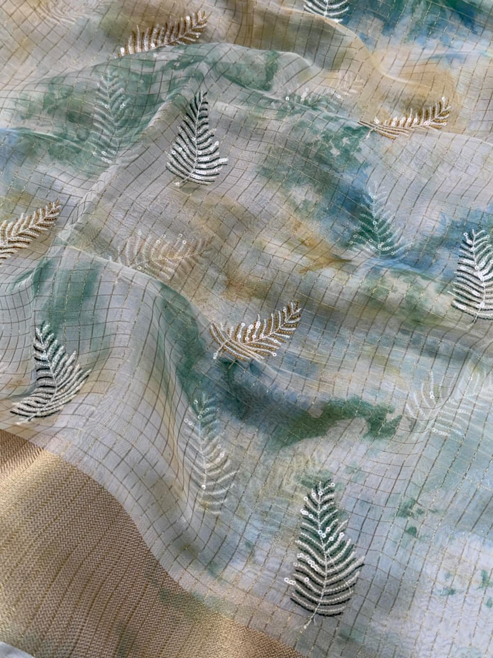 Glass Organza Embroidered Saree