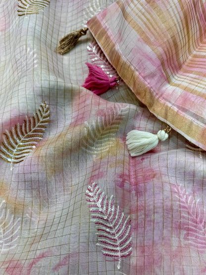 Glass Organza Embroidered Saree