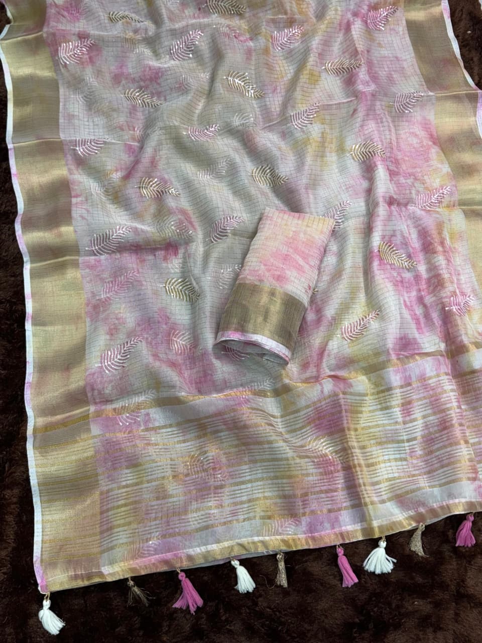 Glass Organza Embroidered Saree