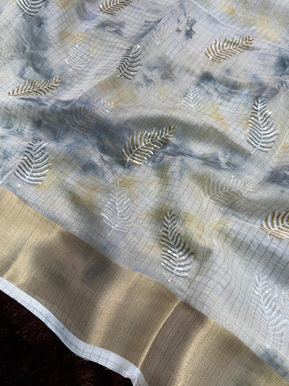 Glass Organza Embroidered Saree