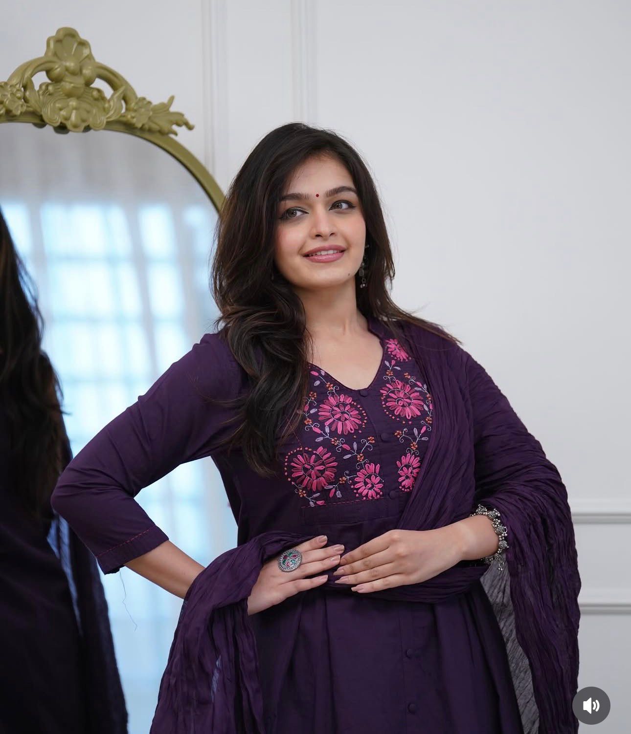 Pure Cotton Embroidered Suit Set with Mal Mal Dupatta