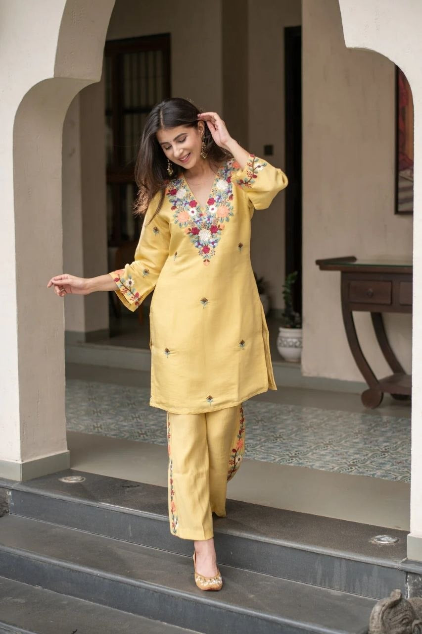 French Crepe Embroidered Suit Set