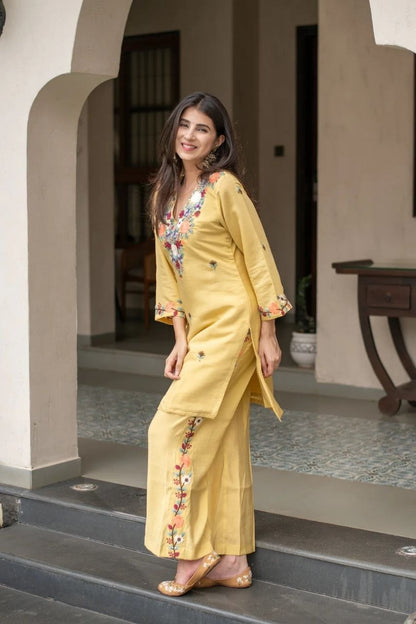 French Crepe Embroidered Suit Set