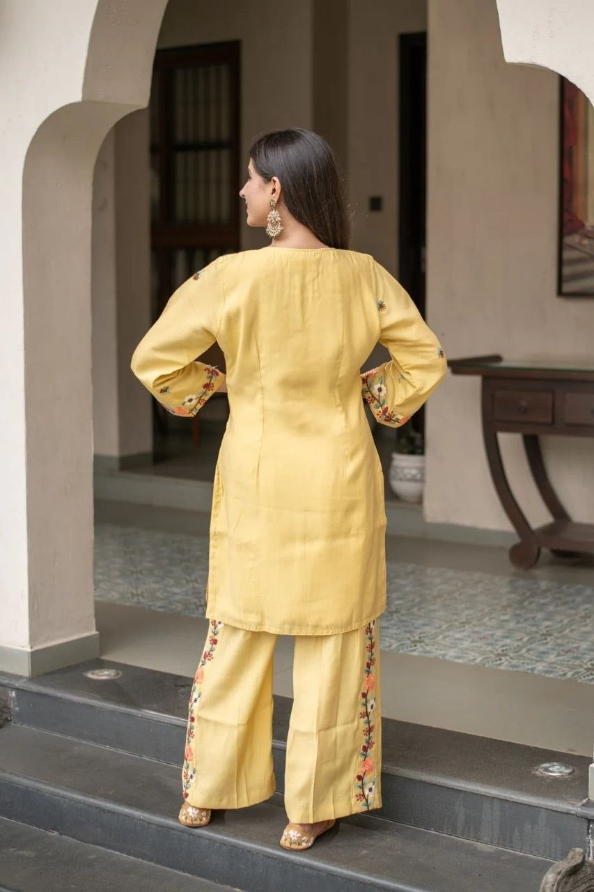 French Crepe Embroidered Suit Set
