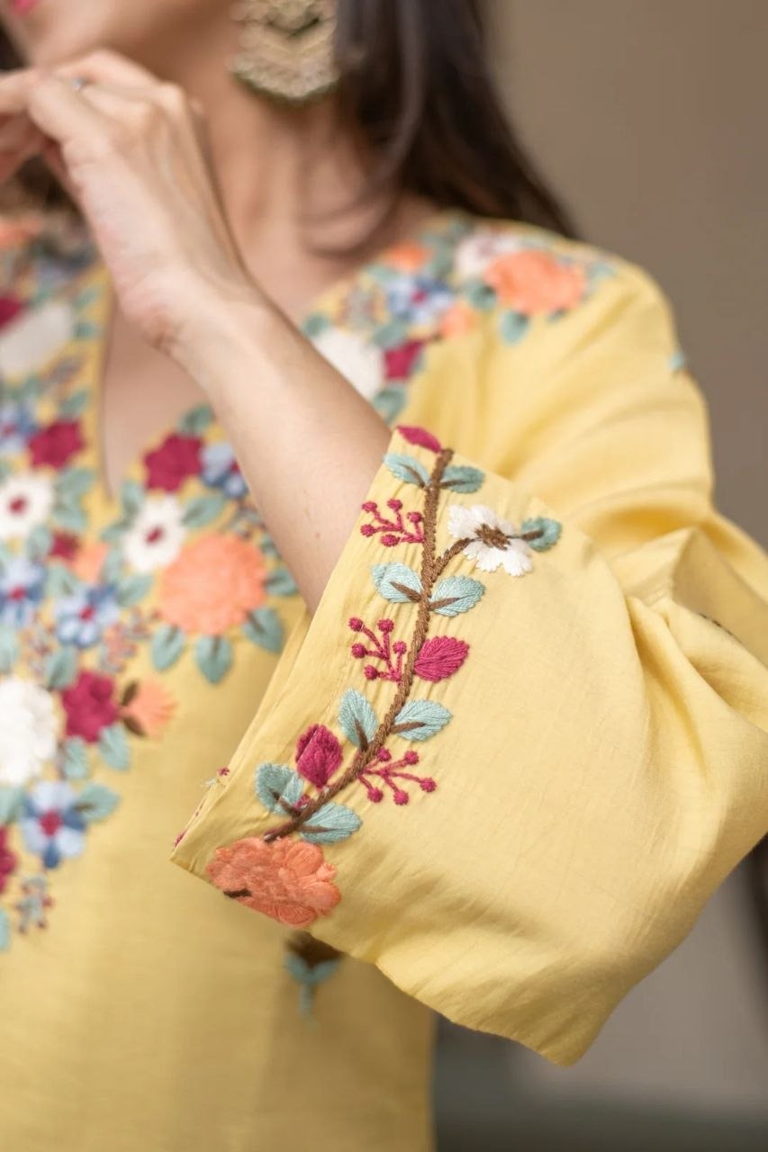 French Crepe Embroidered Suit Set