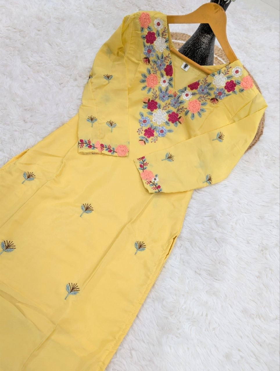 French Crepe Embroidered Suit Set