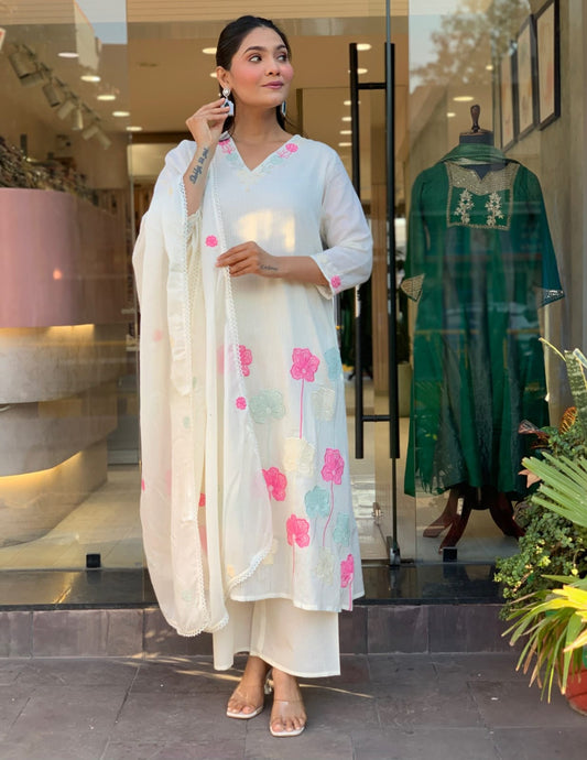 Heavy Rayon Cotton Embroidered Suit Set