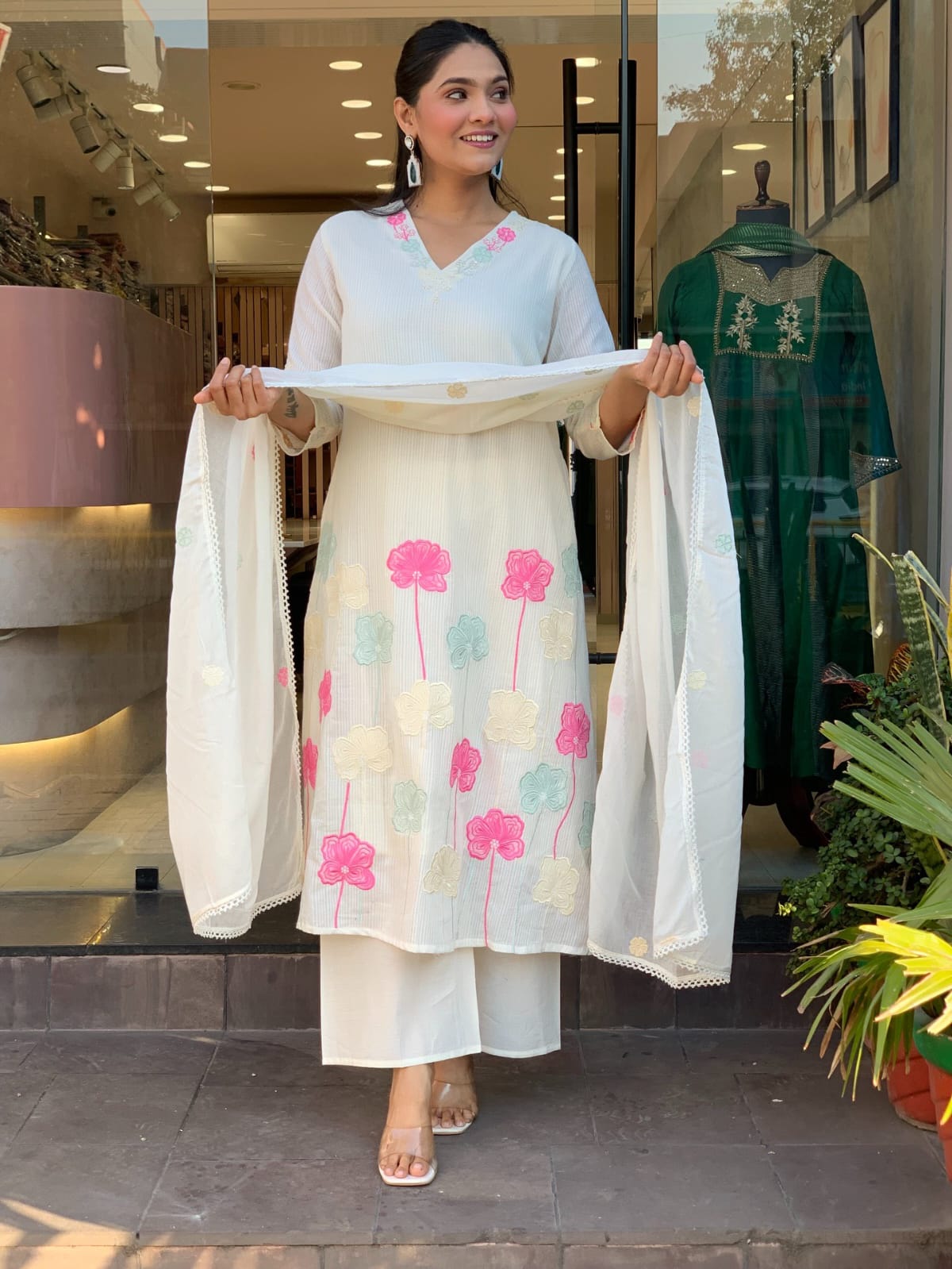 Heavy Rayon Cotton Embroidered Suit Set