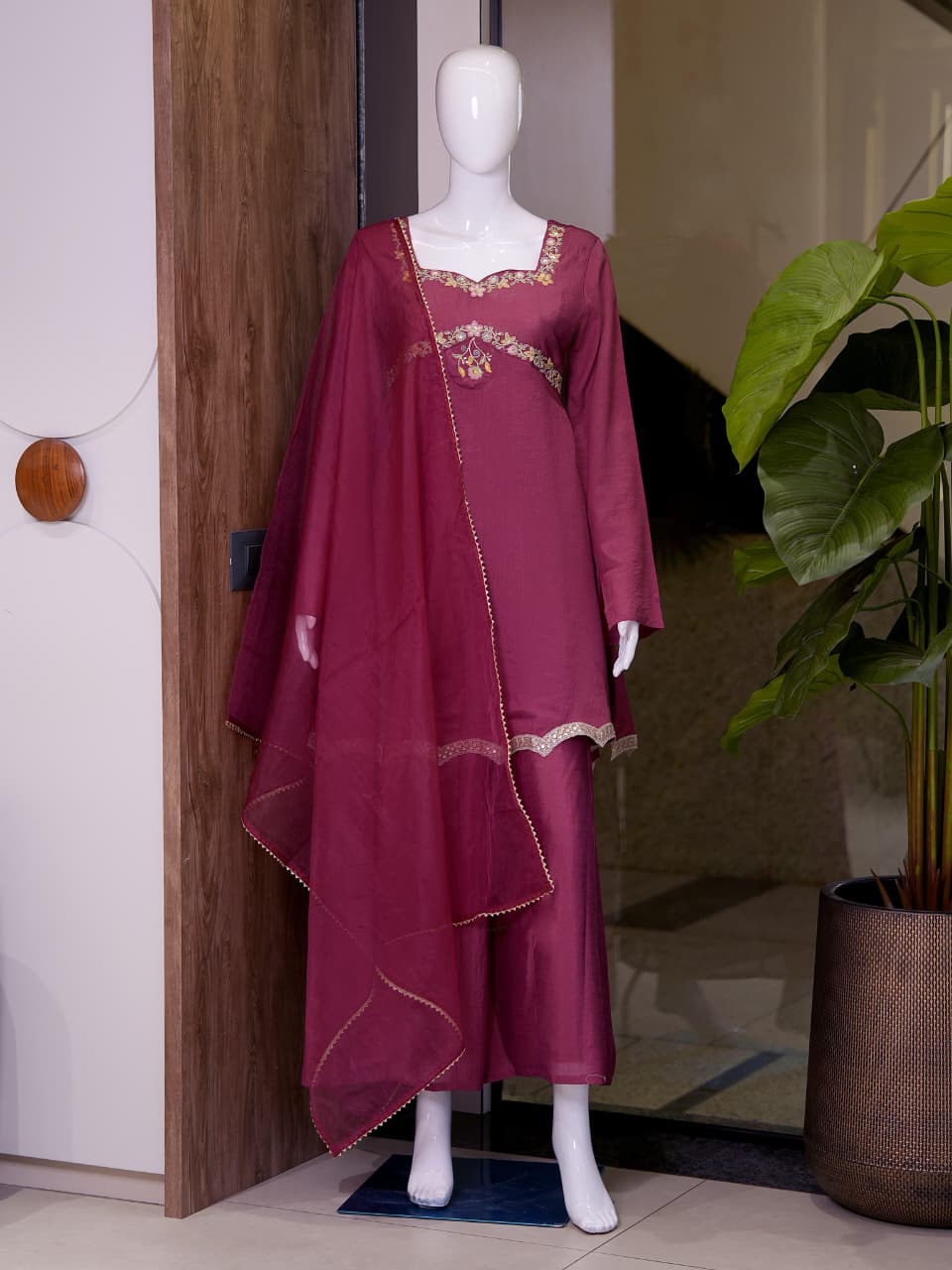 Fox Georgette Embroidered Palazzo Set