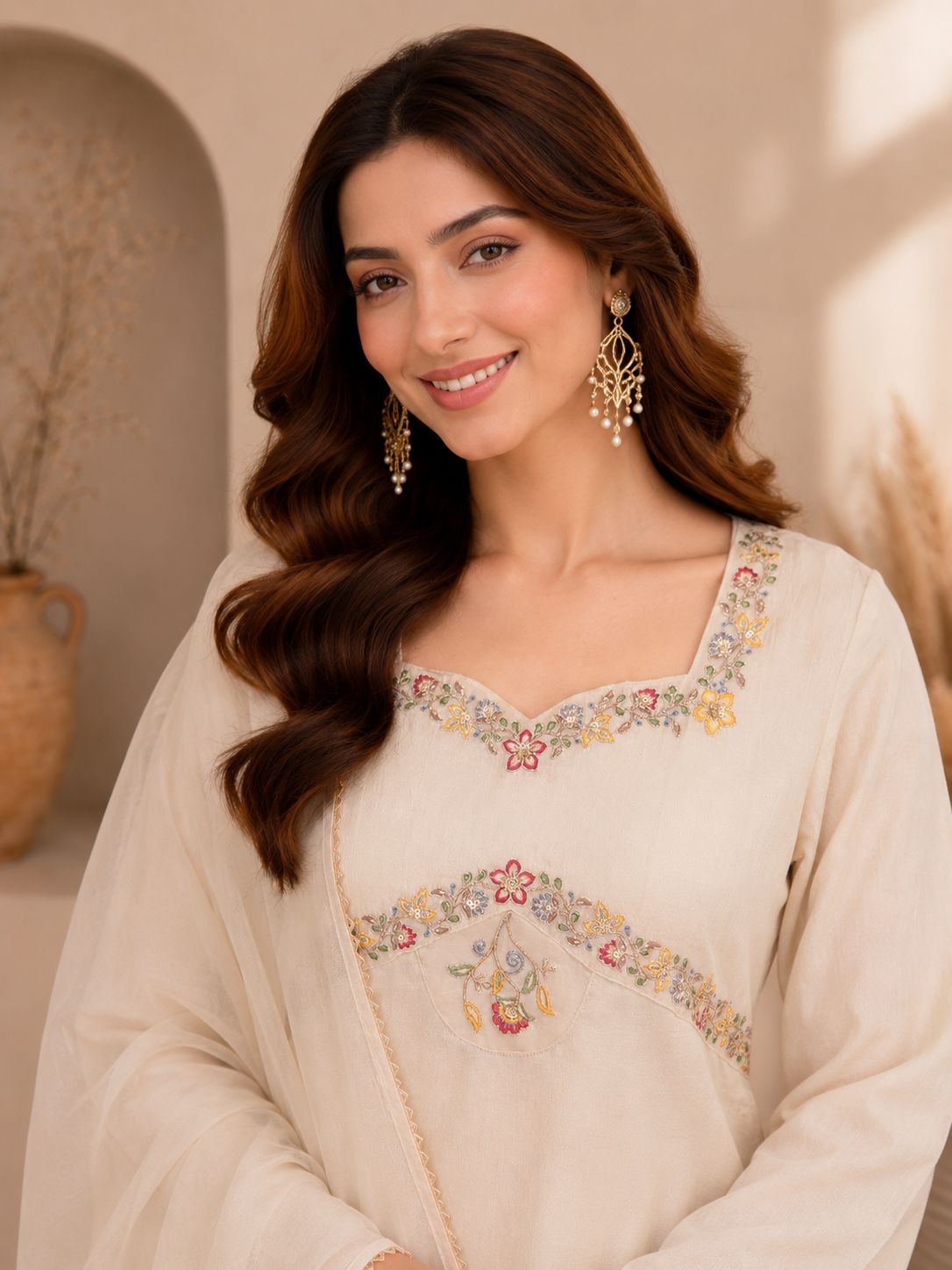 Fox Georgette Embroidered Palazzo Set