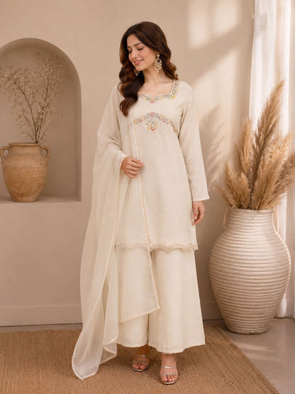 Fox Georgette Embroidered Palazzo Set