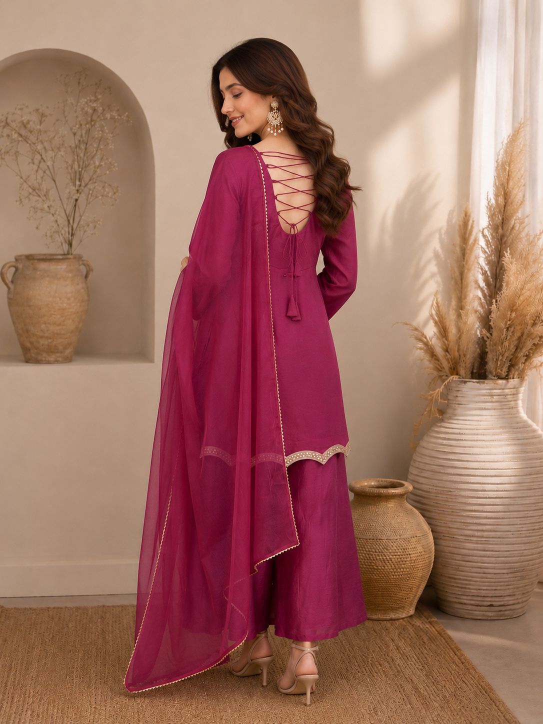 Fox Georgette Embroidered Palazzo Set
