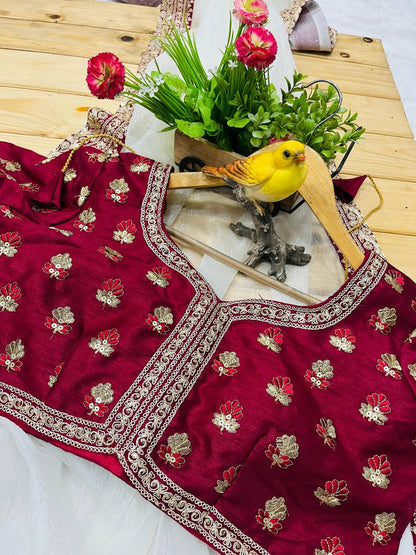 Banarasi Crush Embroidered Saree with Designer Blouse