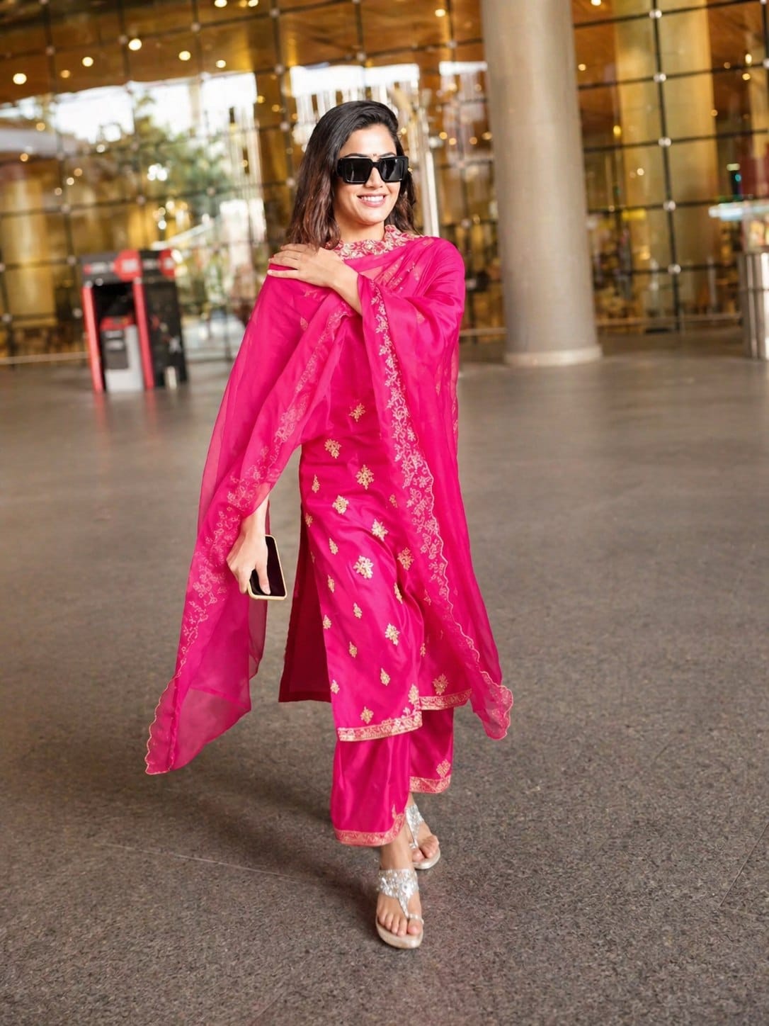 Berry Silk Heavy Embroidered Suit Set