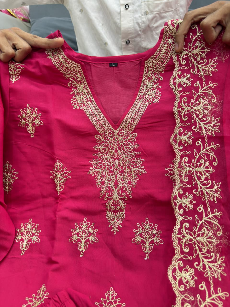 Berry Silk Heavy Embroidered Suit Set