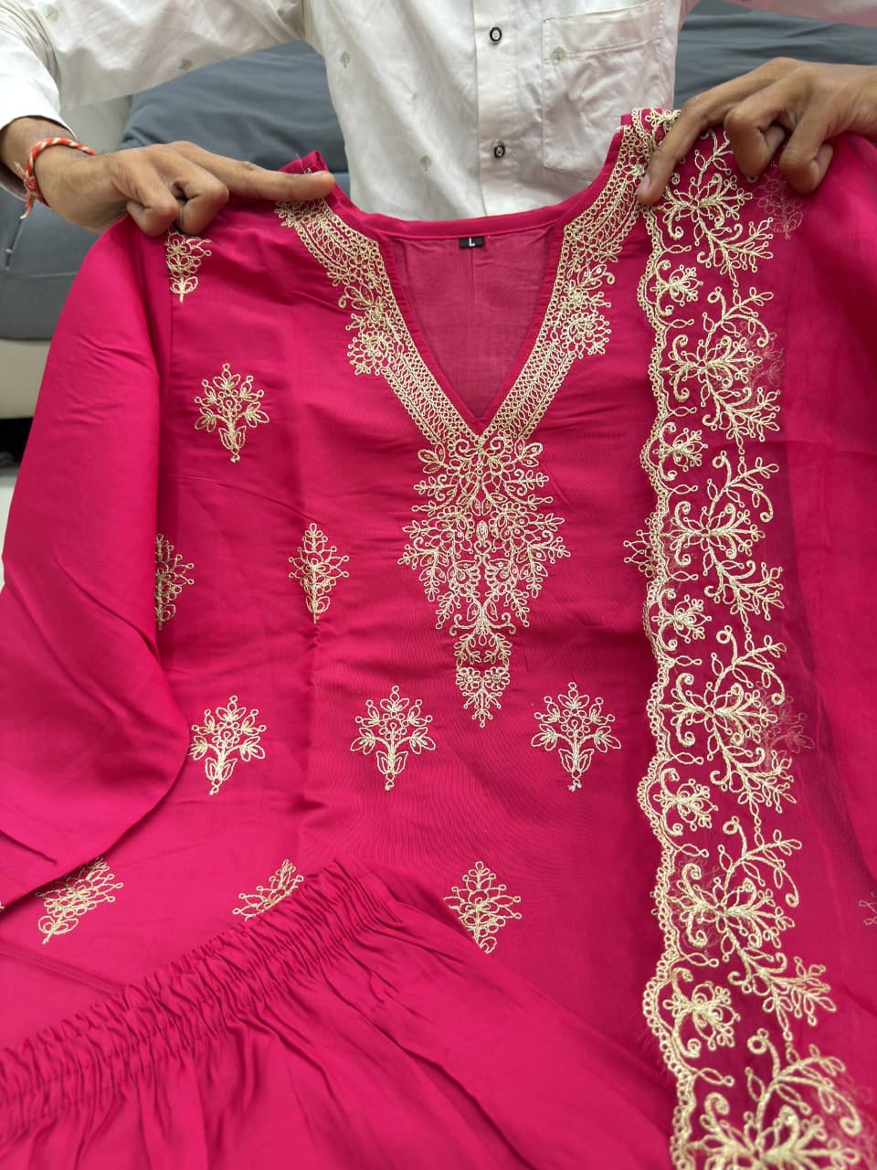 Berry Silk Heavy Embroidered Suit Set