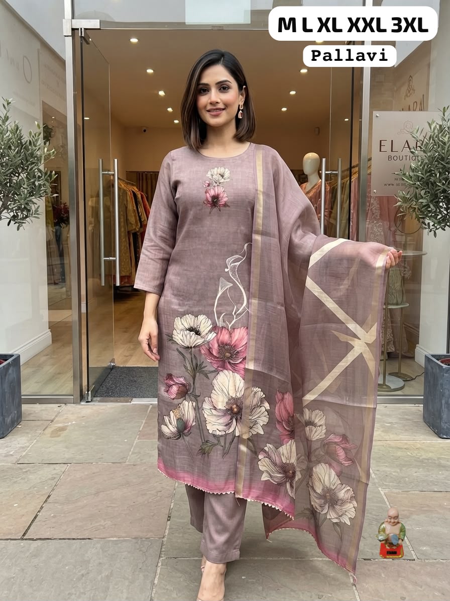 Pallavi Premium Linen Blend Printed Suit Set